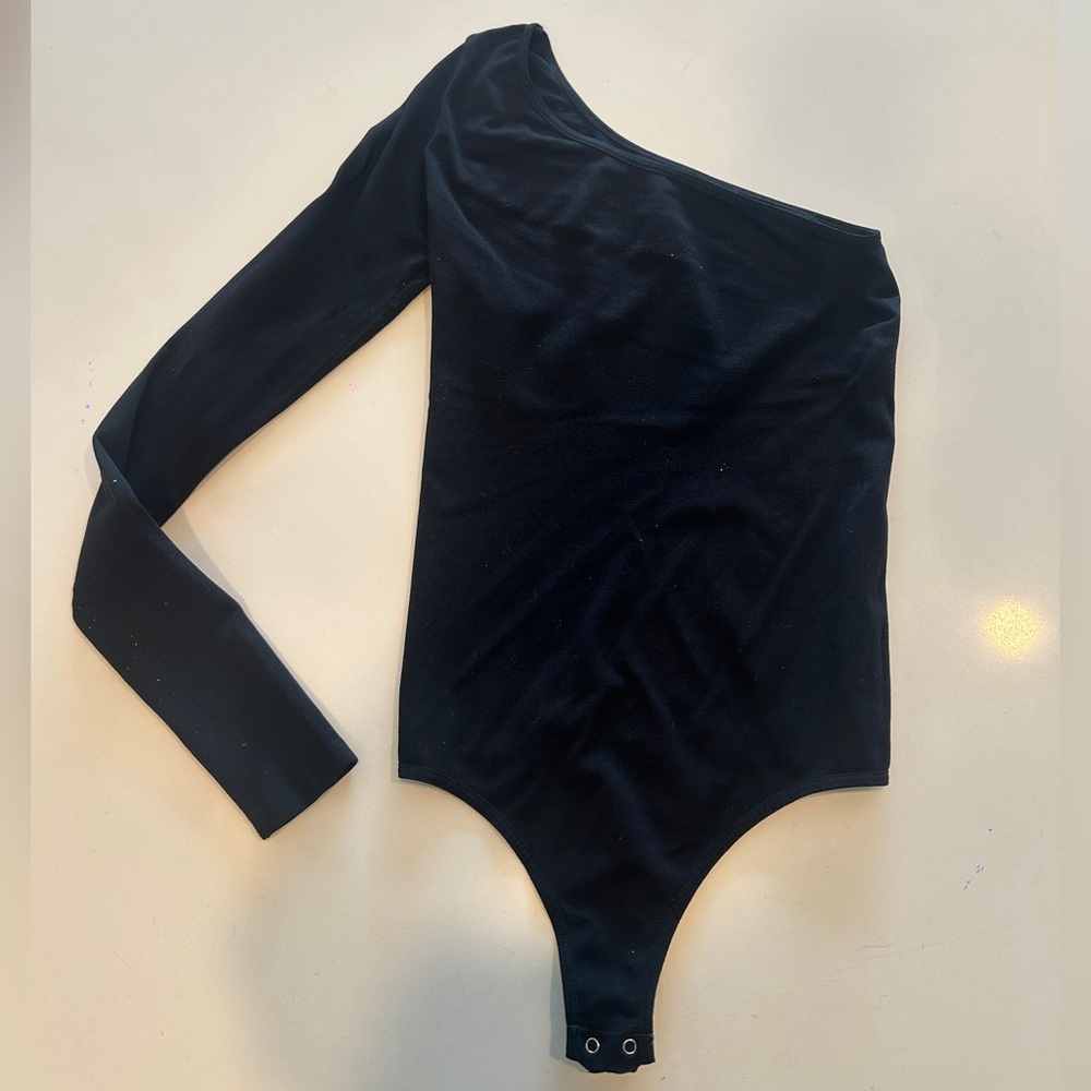 Free People Black One-Shoulder Bodysuit